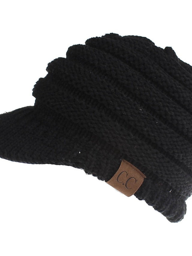 Women's Hat Baseball Cap Black Army Green Light Gray Outdoor Street Dailywear Knitted Pure Color Windproof Comfort Warm - LuckyFash™