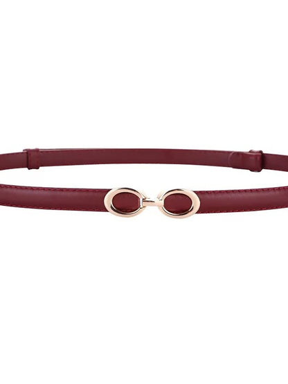 Women's Belt Genuine Leather Wine Red White Black Dark Green khaki Buckle Vacation Dress Work Solid Color - LuckyFash™