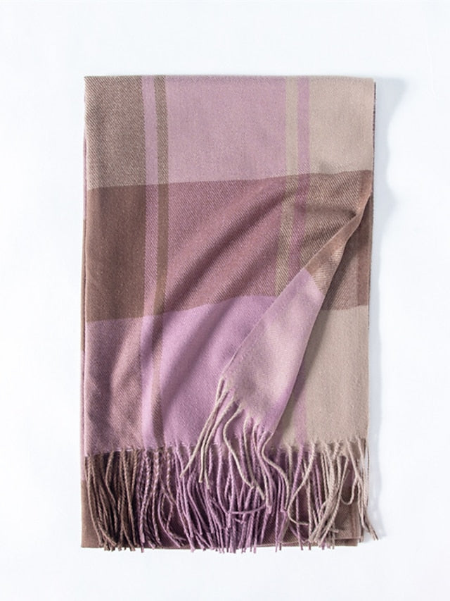 Women's Women's Shawls & Wraps Outdoor Dailywear Holiday Black Red Blue Scarf Plaid - LuckyFash™