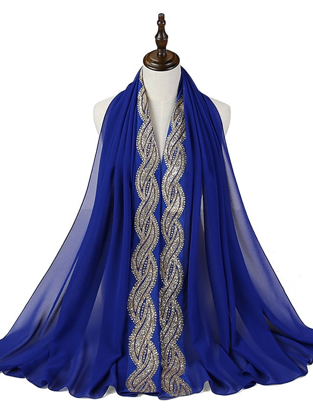 New Muslim Chiffon Hijab for Women Scarf with Sequins Femme Islam Glitter Headscarf Islamic Hijab Shawls Wraps - LuckyFash™