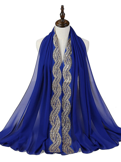 New Muslim Chiffon Hijab for Women Scarf with Sequins Femme Islam Glitter Headscarf Islamic Hijab Shawls Wraps - LuckyFash™