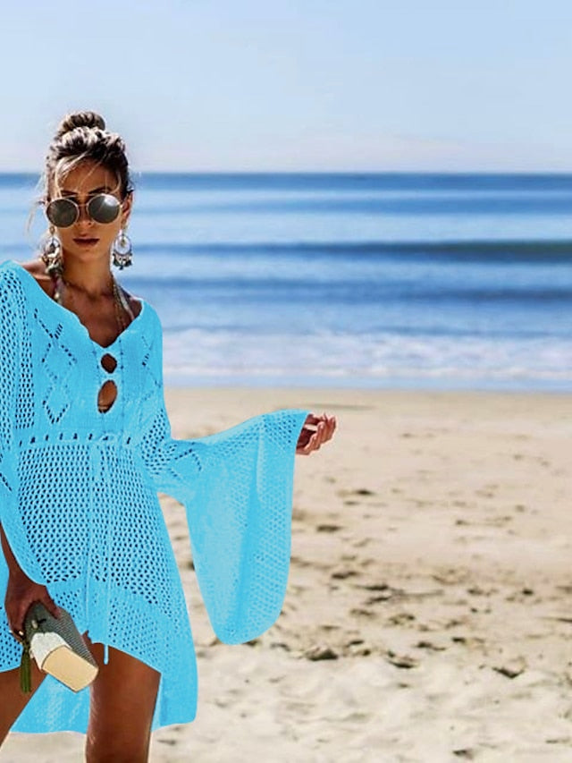 Womenâ€˜s Green Black Blue Long Sleeve Pure Color Lace up Winter Fall Autumn Crew Neck Hot Winter Dress Fall Dress Loose Fit One-Size - LuckyFash™