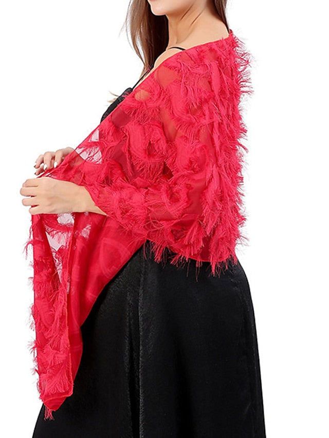 Women's Women's Shawls & Wraps Party Wedding Cocktail Party Black Silver White Scarf Pure Color - LuckyFash™