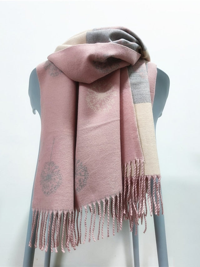 Women's Shawls & Wraps Party Black Scarf Floral White Blue Fall Winter Imitation Cashmere - LuckyFash™