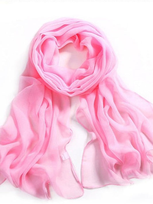 Women's Chiffon Scarf Party Evening Street Dailywear Wine Black Pink Scarf Pure Color / Basic / Winter / Spring / Summer / Vintage - LuckyFash™