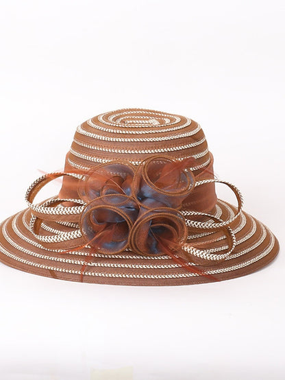 Women's Hat Bucket Hat Straw Hat Blue Pink Beige Party Outdoor Dailywear Floral Floral Windproof Comfort Breathable - LuckyFash™