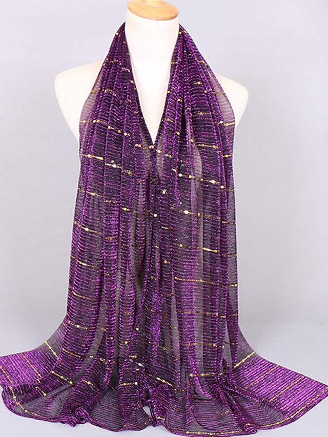 Plain Color Slide silk crumpled silver silk Hijab Headband Female Islamic Head Cover Wrap for Women Muslim Hijabs Hair Scarves - LuckyFash™