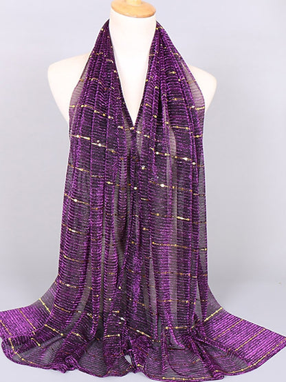 Plain Color Slide silk crumpled silver silk Hijab Headband Female Islamic Head Cover Wrap for Women Muslim Hijabs Hair Scarves - LuckyFash™