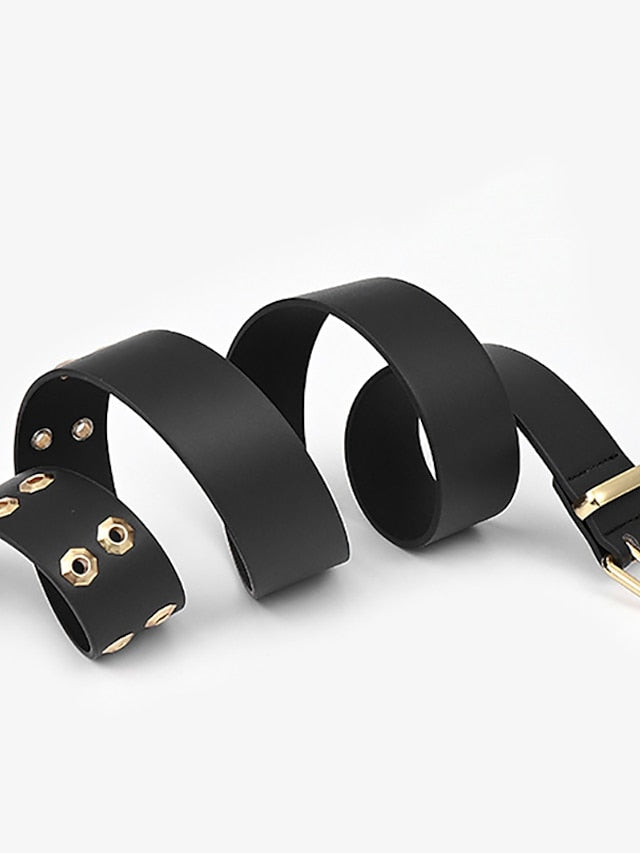 Women's Unisex PU Buckle Belt PU Leather Metal Bucke Eyelet Casual Classic Party Daily White Black Yellow Brown - LuckyFash™