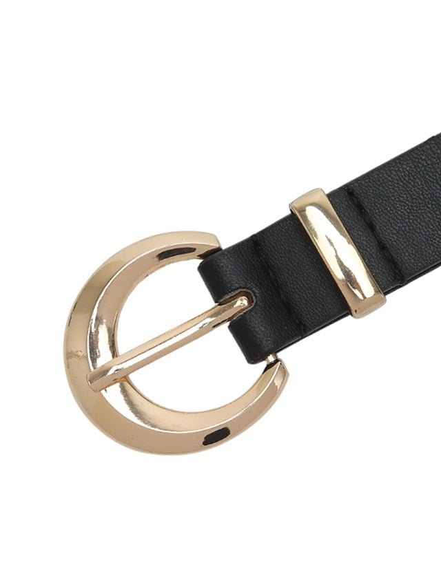 Women's Unisex PU Buckle Belt PU Leather Metal Bucke Plain Casual Classic Party Daily White Black Pink Red - LuckyFash™