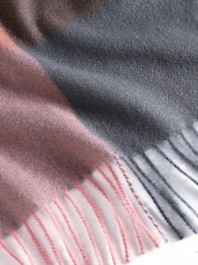 Women's Women's Shawls & Wraps Outdoor Dailywear Holiday Grey Wine Blue Scarf Plaid - LuckyFash™