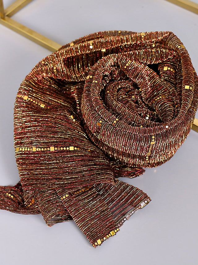 Plain Color Slide silk crumpled silver silk Hijab Headband Female Islamic Head Cover Wrap for Women Muslim Hijabs Hair Scarves - LuckyFash™