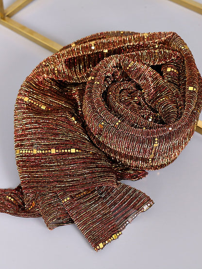 Plain Color Slide silk crumpled silver silk Hijab Headband Female Islamic Head Cover Wrap for Women Muslim Hijabs Hair Scarves - LuckyFash™