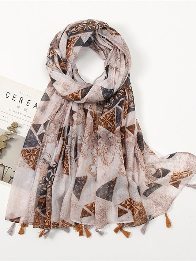 Women's Rectangle Scarf Dailywear Holiday Outdoor Yellow Scarf Floral - LuckyFash™