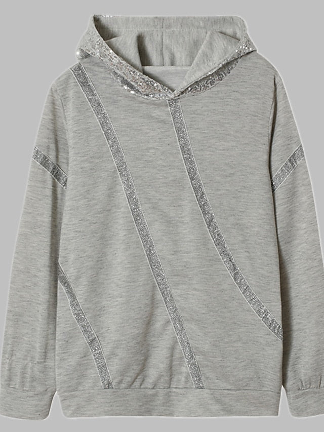 Women's Hoodie Pullover Casual Silver Light gray Camo / Camouflage Loose Fit Daily Hooded Long Sleeve S M L XL XXL - LuckyFash™