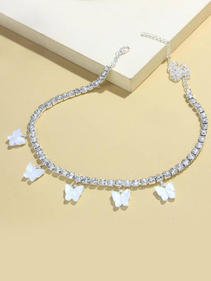 Rhinestone Butterfly Charm Necklace - LuckyFash™