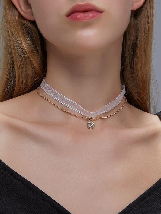 Rhinestone Charm Layered Necklace - LuckyFash™