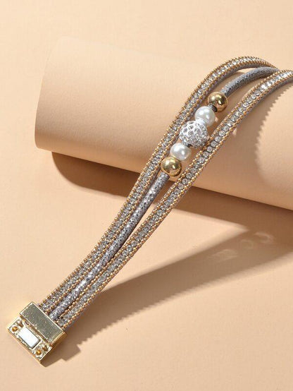 Rhinestone Decor Layered Bracelet - LuckyFash™