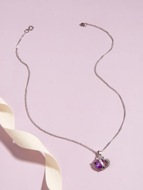 Rhinestone Heart Charm Necklace - LuckyFash™