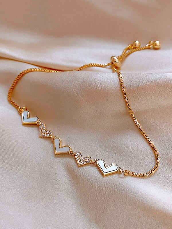 Rhinestone Heart Decor Bracelet - LuckyFash™