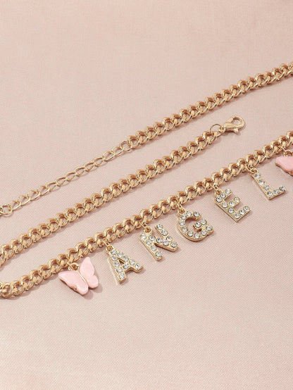 Rhinestone Letter Charm Necklace - LuckyFash™