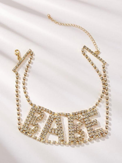 Rhinestone Letter Design Statement Choker 1pc - LuckyFash™