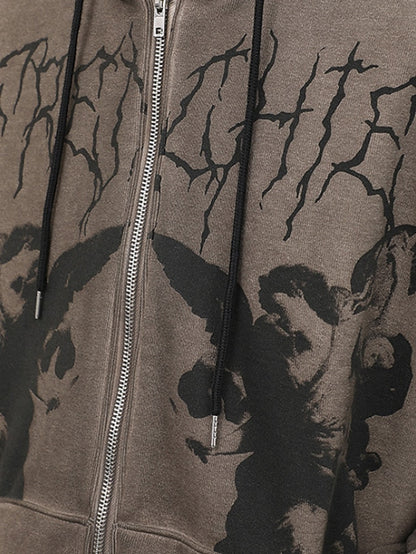 Hoodie Sweatshirt Zip Up Blue Light Brown Dark Gray Graphic Long Sleeve M L XL XXL XXXL for Women - LuckyFash™