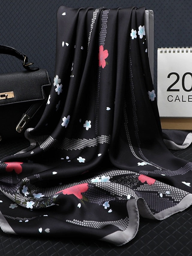 Floral Scarf Shalw Women Wraps Hijab Foulard Female Bandana Print 70cm Square Satin Scarves Stoles Gift - LuckyFash™