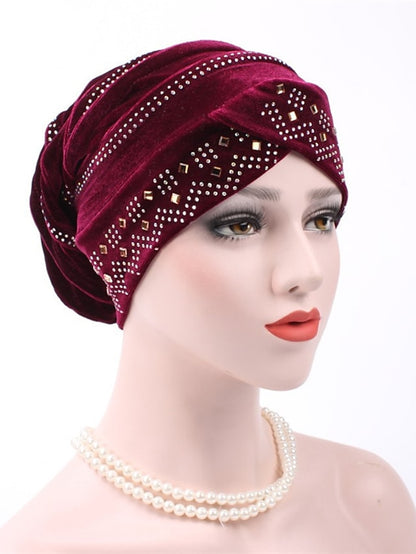 Solid Color Inner Hijabs Muslim Turban Caps For Women With Drill Ethnic Islamic Wrap Head Turbante Ready To Wear Hijab Bonnet - LuckyFash™
