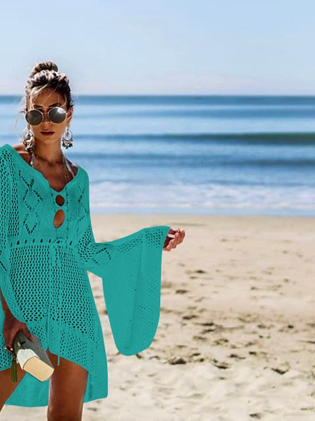 Womenâ€˜s Green Black Blue Long Sleeve Pure Color Lace up Winter Fall Autumn Crew Neck Hot Winter Dress Fall Dress Loose Fit One-Size - LuckyFash™