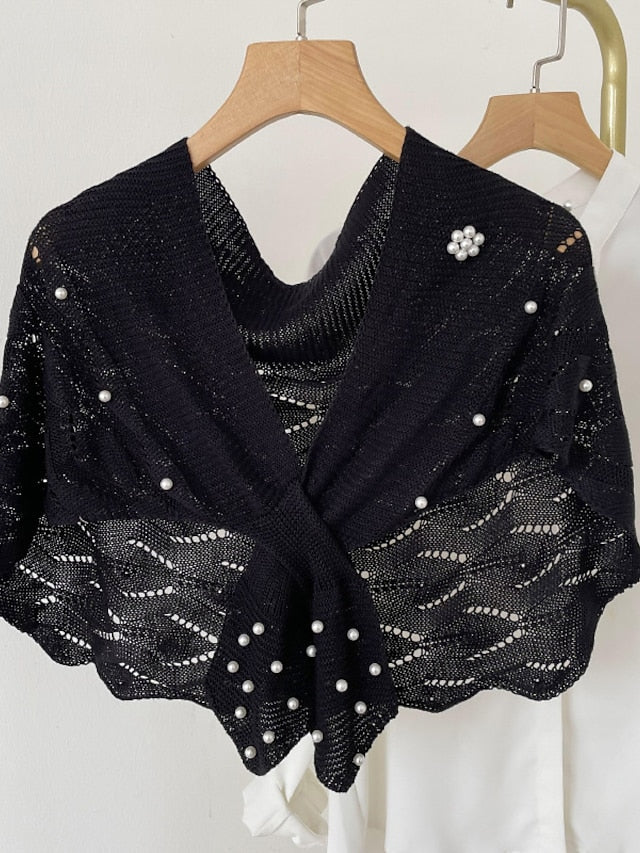 Casual Knitted Fake Collars for Women's Hollow Out Blouse Tops Shoulder Wraps Shawls Detachable False Collar Windproof Shawl - LuckyFash™