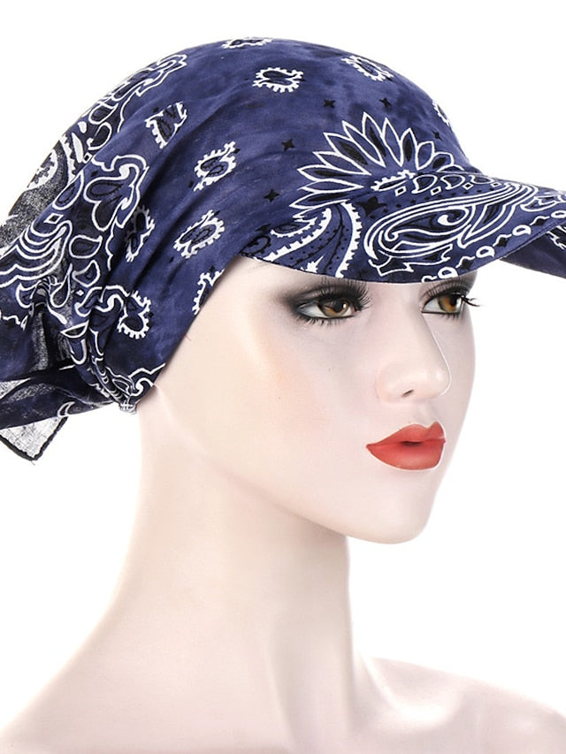 Women Bandana Scarf Cap Sunscreen Hedging Cap Printed Brim Baseball Cap Colorful Sunshade Hooded Scarf Headpiece Headscarf Baseball Hat - LuckyFash™