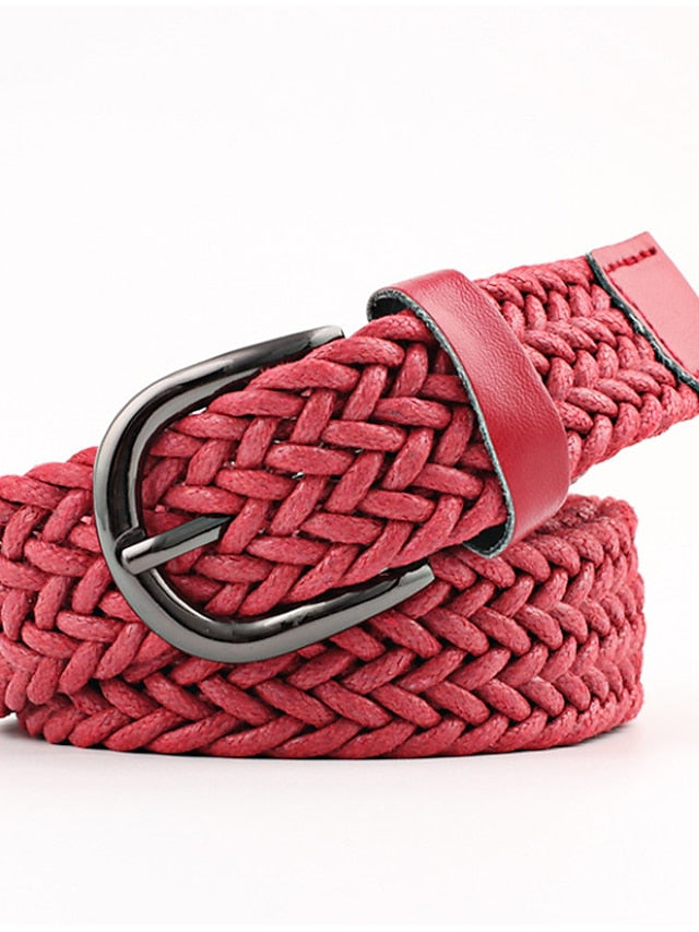 Men's Women's Web Belt Polyester Cotton Prong Buckle D-ring Casual Classic Party Daily Black Gray Red Brown - LuckyFash™