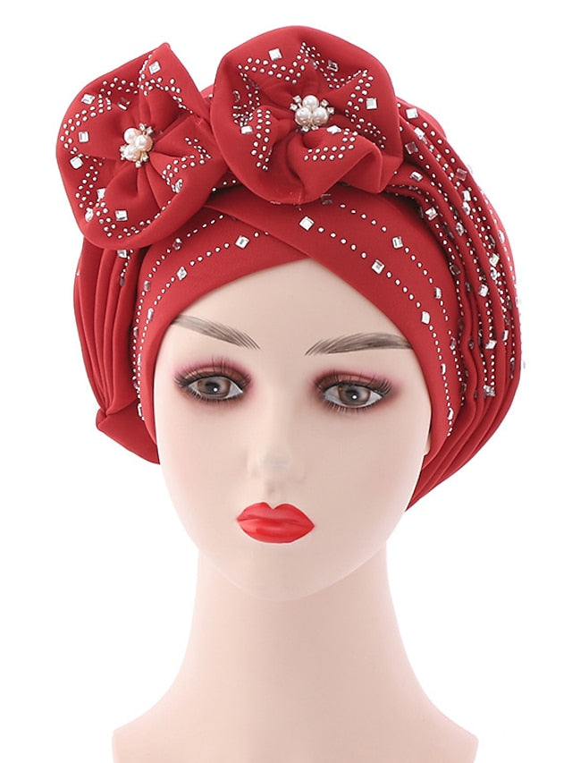 Women's Beanie / Slouchy Party Dailywear Sports Outdoor Beaded Flower Flower Black White Hat Basic Red Fall  Winter - LuckyFash™