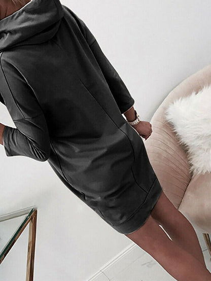 Women's Hoodie Dress Sweatshirt Dress Winter Dress Mini Dress White Pink Light Grey Long Sleeve Pure Color Pocket Spring Fall Winter Hooded Stylish Vacation Fall Dress Loose Fit 2023 S M L XL XXL 3XL - LuckyFash™