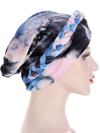 India Tie Dye Turban Cap Muslim Women Hijab Hair Care Hat Braid Headscarf Beanie Bonnet Islamic Headwear Wrap Hair Loss Cover - LuckyFash™