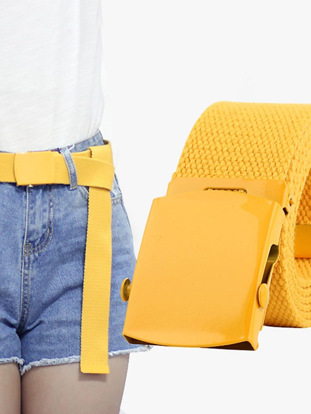 Women's Unisex Web Belt Canvas Sliding Buckle Plain Casual Classic Party Daily Violet Green White Black - LuckyFash™
