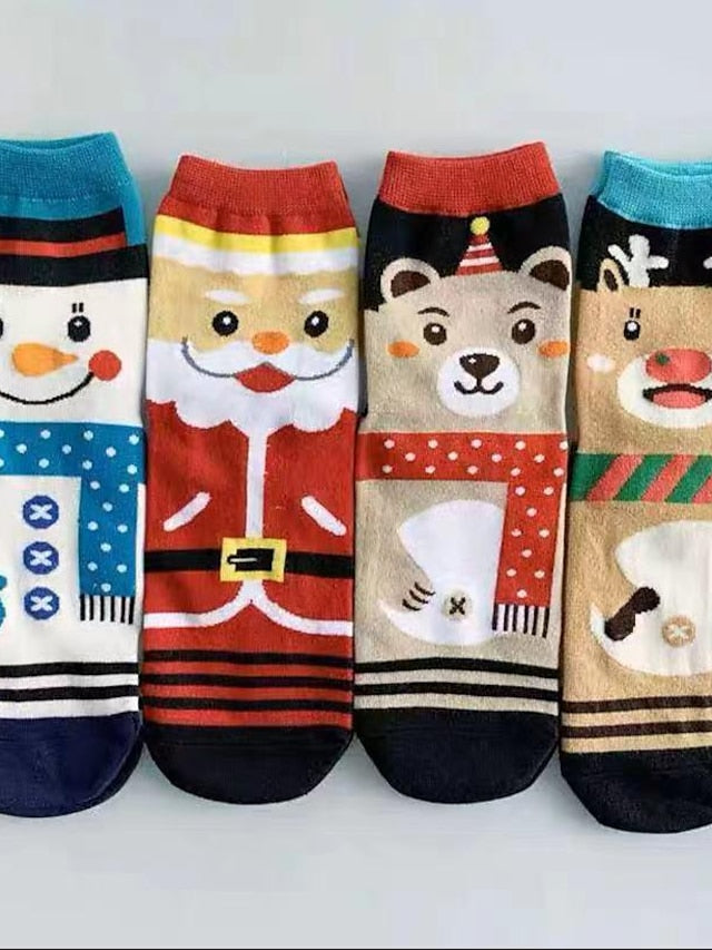 Women's Crew Socks Party Christmas Gift Animal Multi Color Spandex Nylon Cotton Basic Casual Warm Cute 4 Pairs - LuckyFash™