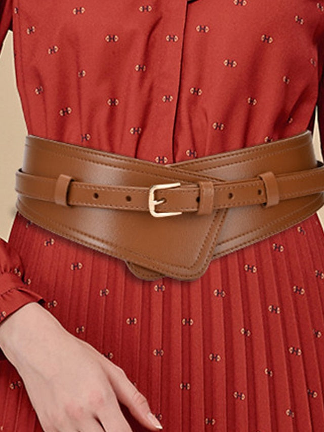 Belt Faux Leather White Black Camel Khaki Orange Wide Belt Outdoor Street Dailywear Holiday Pure Color / Spring / Summer / Fall / Winter for Women - LuckyFash™