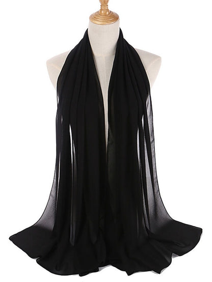 Women's Chiffon Scarf Party Dailywear Holiday Red Pink Scarf Pure Color - LuckyFash™