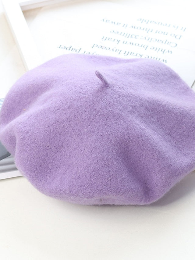 Women's Hat Beret Hat Winter Hats Green Black Purple Outdoor Street Dailywear Knit Pure Color Comfort Warm Breathable - LuckyFash™