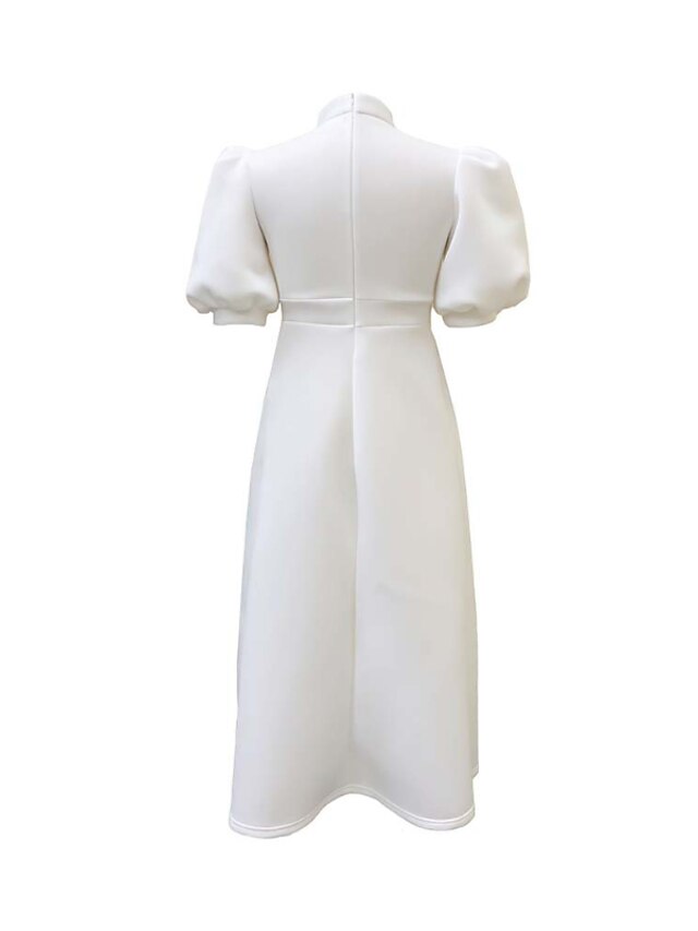 Womenâ€˜s Formal Party Dress Wedding Guest Dress Long Dress Maxi Dress Purple Yellow Red Short Sleeve Pure Color Bow Spring Summer High Neck 2023 S M L XL XXL 3XL - LuckyFash™