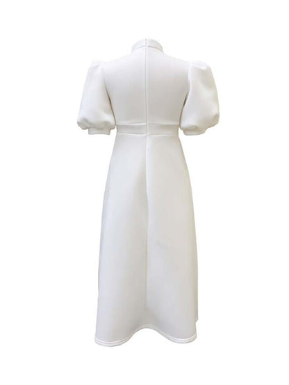 Womenâ€˜s Formal Party Dress Wedding Guest Dress Long Dress Maxi Dress Purple Yellow Red Short Sleeve Pure Color Bow Spring Summer High Neck 2023 S M L XL XXL 3XL - LuckyFash™