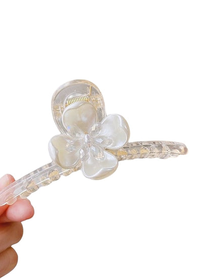 Hair Claw Clips with Shell-based Imitation Pearl Flowers French Plastic Claw Clip Stylish Hair Claw Non Slip Hair Clip Clamps Styling Accessories for Women Girls - LuckyFash™