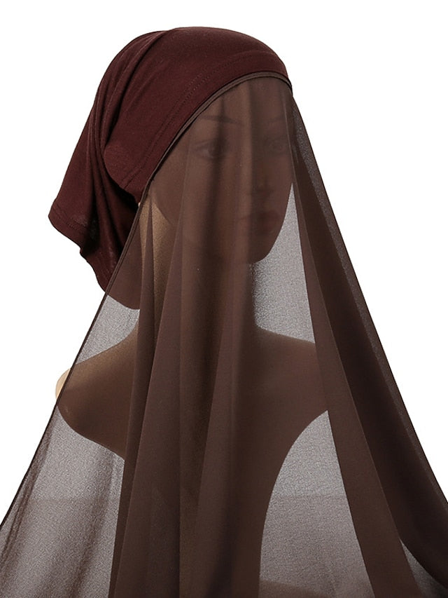 Muslim Women Hijabs Chiffon Shawl Head Scarf Islamic Ramadan Prayer Headwraps Bandage Adjustable Musulman Femme Veil - LuckyFash™