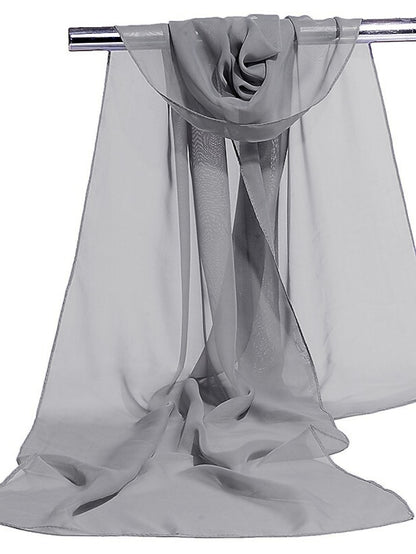 Women's Chiffon Scarf Party Blue Scarf Pure Color Casual Green Gray Pink Fall - LuckyFash™