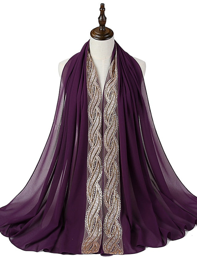 New Muslim Chiffon Hijab for Women Scarf with Sequins Femme Islam Glitter Headscarf Islamic Hijab Shawls Wraps - LuckyFash™
