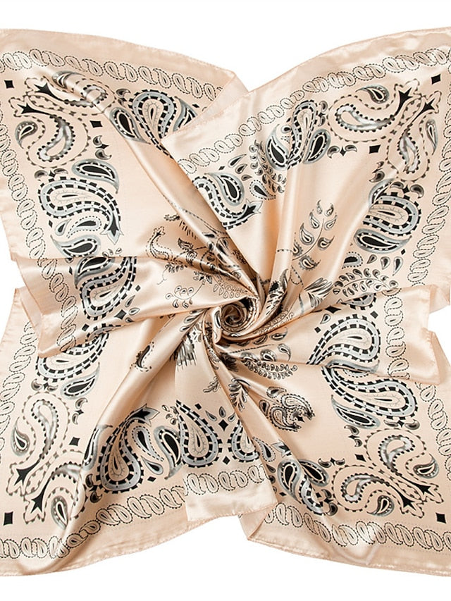 Printing Scarf Headwraps For Women Vintage Four Seasons Hair Scarve 90*90cm Square Hijab Foulard Bandana Femme Headscarf - LuckyFash™