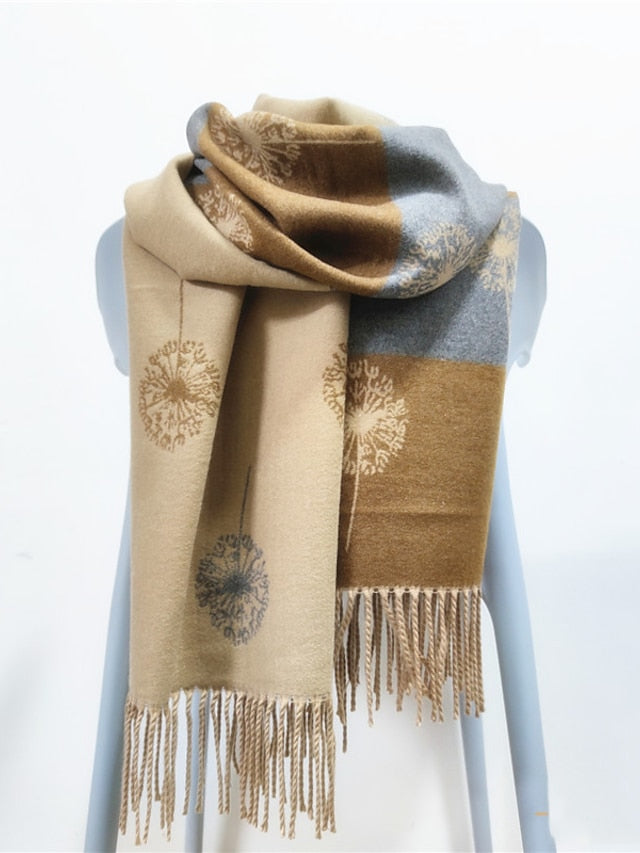 Women's Shawls & Wraps Party Black Scarf Floral White Blue Fall Winter Imitation Cashmere - LuckyFash™