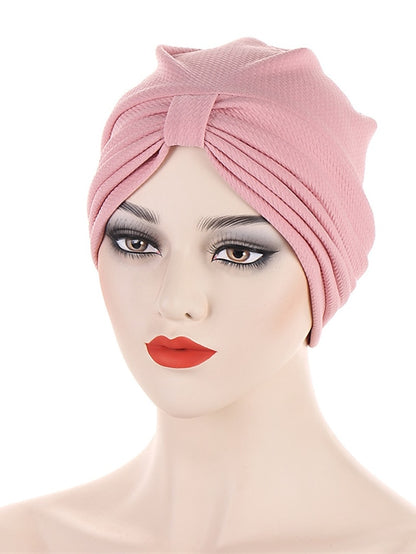 Fashion Solid Color Women Muslim Headscarf Top Knotted Turban Hat Sleep Hat Inner Hijab Bonnet Femme Round Head Cover Headwrap - LuckyFash™